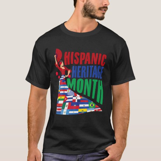 ヒスパニ祝ック伝統月女性踊り私 Tシャツ (正面)