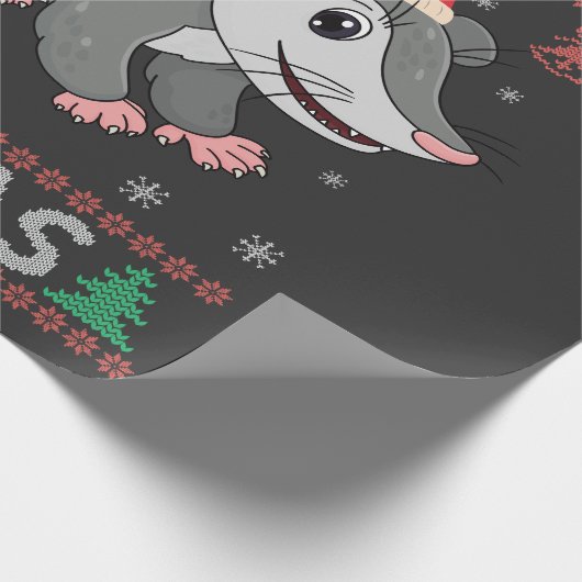 ヒスマメリース醜いおもしろいクリスマスセーターOpossumギフト ラッピングペーパー (角)