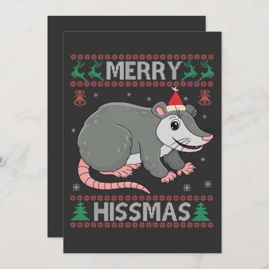 ヒスマメリース醜いおもしろいクリスマスセーターOpossumギフト 案内状 (正面/裏面)