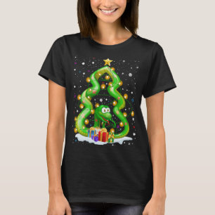 ヒスメリーマスのメリークリスマスツリーPythonヘビ Tシャツ