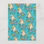 ヒス＆フィッツの猫が誕生日スーツでケーキとろうそくを飾る ポストカード (正面)