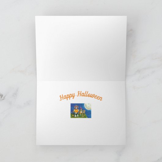 ヒス&フィッツの猫たち、ハロウィンのトリックオアトリートをユーモアで楽しむ シーズンカード (内部)