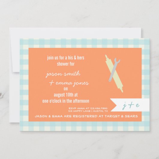 ヒス&ヘアのウェディングシャワー招待状 招待状 (正面)