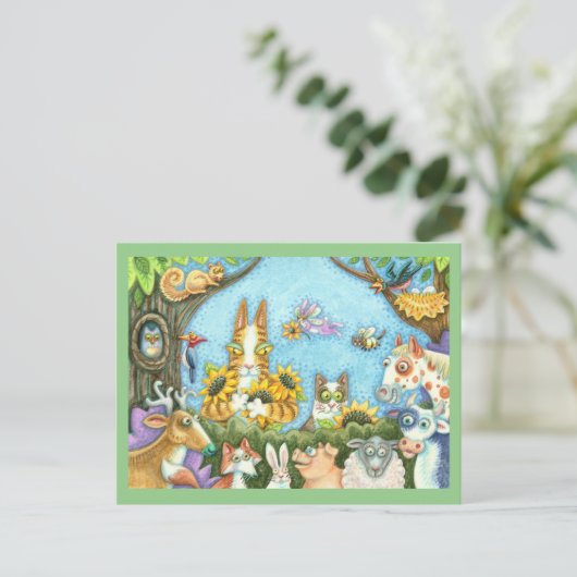 ヒス・n・フィッツの猫と友人の不気味おもしろいさ ポストカード (スタンド正面)