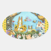 ヒス・n・フィッツの猫と友人の不気味おもしろいさ 楕円形シール (正面)