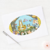 ヒス・n・フィッツの猫と友人の不気味おもしろいさ 楕円形シール (封筒)