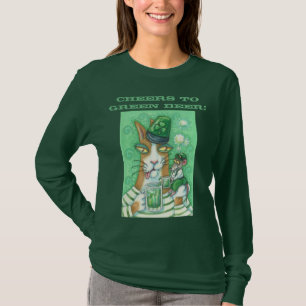 ヒスNフィッツキャットグリーンビール長袖Tシャツ Tシャツ