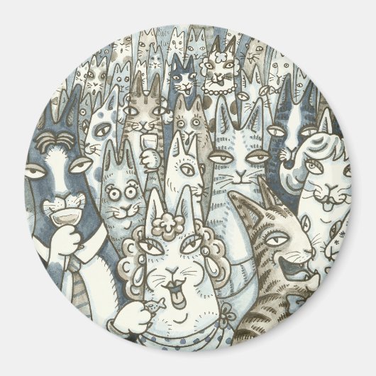 ヒスN'フィッツ猫パーティー磁石 マグネット (正面)