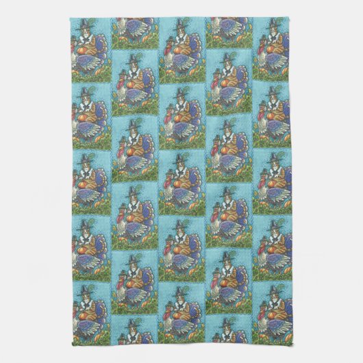 ヒスN FITZ CAT、感謝的な七面鳥キッチンタオル キッチンタオル (縦)