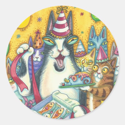 ヒスN' Fitz Cats誕生日STICKERS Round ラウンドシール (正面)