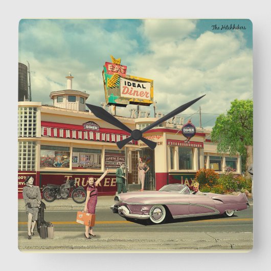 ヒチッカース スクエア壁時計 (正面)