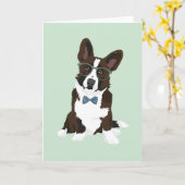 ヒッカッコいいプスターカーディガンウェルシュコーギー愛犬家 カード (黄色い花)