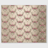 ヒック銅バラ金ゴールドユニコーントナカイ模様 ラッピングペーパー (フラット)