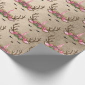 ヒック銅バラ金ゴールドユニコーントナカイ模様 ラッピングペーパー (角)