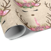 ヒック銅バラ金ゴールドユニコーントナカイ模様 ラッピングペーパー (ロールコーナー)