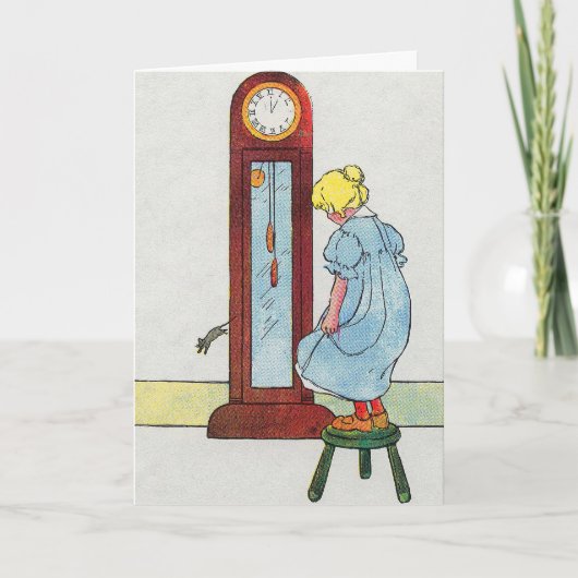 ヒッコリー、ディコリー、波止場マザーグース子供部屋韻 カード (正面)