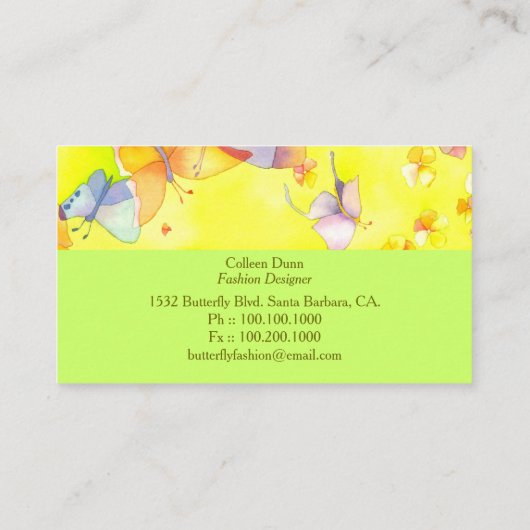 ヒッスターバタフライ芸術的ファッション 名刺 (裏面)