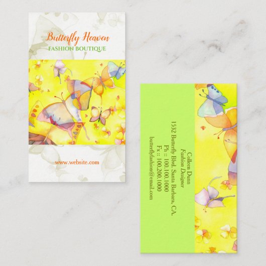 ヒッスターバタフライ芸術的ファッション 名刺 (正面/裏面)