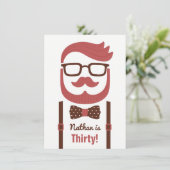 ヒッスター紳士男性バースデーパーティ招待状 招待状 (スタンド正面)