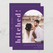 ヒッチドアーチフォトパープル結婚ズの駆け落ち 案内状 (正面/裏面)