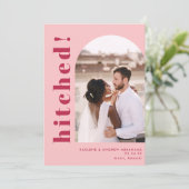 ヒッチドアーチフォトピンク結婚クの駆け落ち 案内状 (スタンド正面)