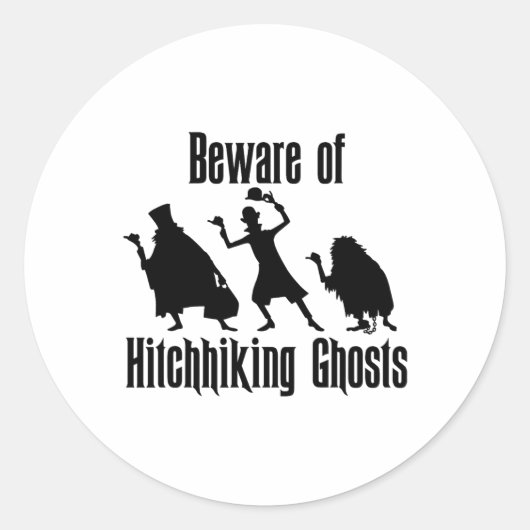 ヒッチハイキング幽霊の面白いハロウィーンギフトに注意 ラウンドシール (正面)