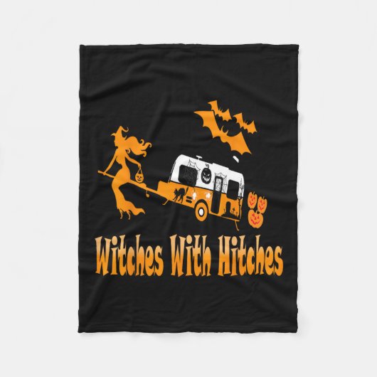 ヒッチンキャンピングおもしろいハロウィン フリースブランケット (正面)