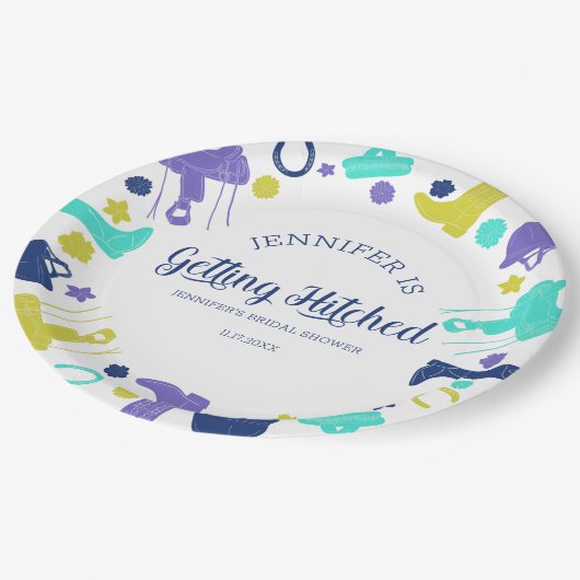 ヒッチングおもしろい馬術ブライダルシャワー ペーパープレート (アングル)