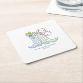 ヒッチングバチェロレッテロデオ女性のカーボーイ スクエアペーパーコースター (アングル)