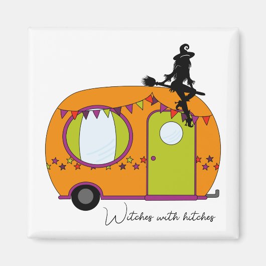 ヒッチ付きウィッチハロウィーントレーラーrvカンパー マグネット (正面)