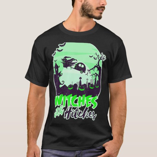 ヒッチ付き魔女ハロウィンブルムスティック Tシャツ (正面)
