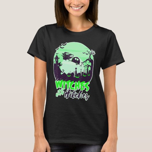 ヒッチ付き魔女ハロウィンブルムスティック Tシャツ (正面)