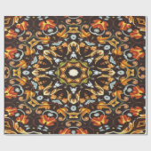 ヒッッピシックジェンダラ葉オレンジフローラ曼荼羅 ラッピングペーパー (フラット)