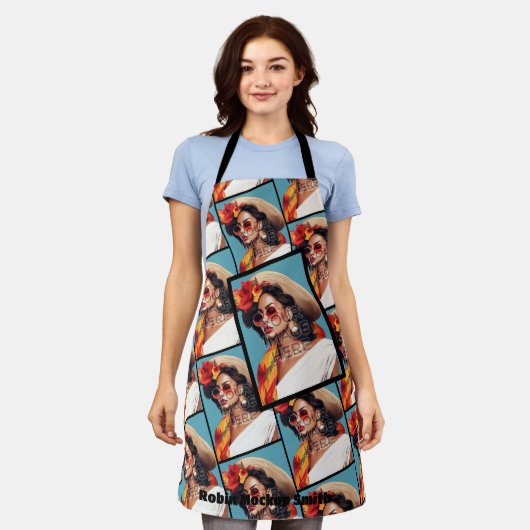 ヒット写真追加フォトパーソナライズ2カスタムエプロン エプロン (着用した状態)