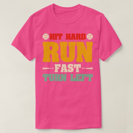 ヒット走懸命ファーストターン離れ野球 Tシャツ (デザイン正面)