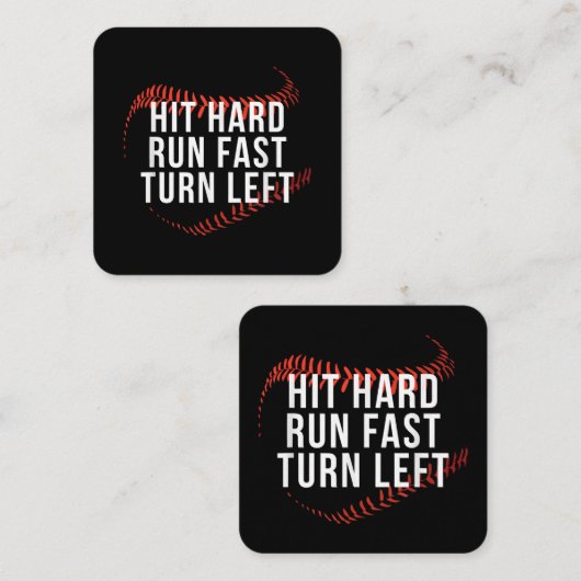 ヒット走懸命早回転離れ野球おもしろい選手 スクエア名刺 (正面/裏面)