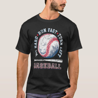 ヒット走懸命早回転離れ野球おもしろい選手 Tシャツ