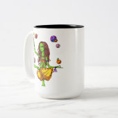 ヒッパイガール宇宙エイリアン禅ヨガ瞑想 ツートーンマグカップ (正面左)