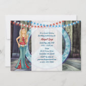 ヒッパイガール、ピースサイン、ライトスウィート16誕生日 招待状 (裏面)