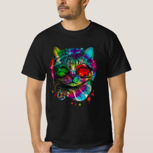 ヒッパイキャット絞り染めピースサイン60sサイケデリックペット tシャツ