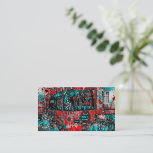 ヒッパイキャンパーティール(緑がかった色)レッドグランプ 名刺 (スタンド正面)