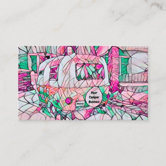 ヒッパイキャンパーピンクグリーングランピング 名刺 (正面)