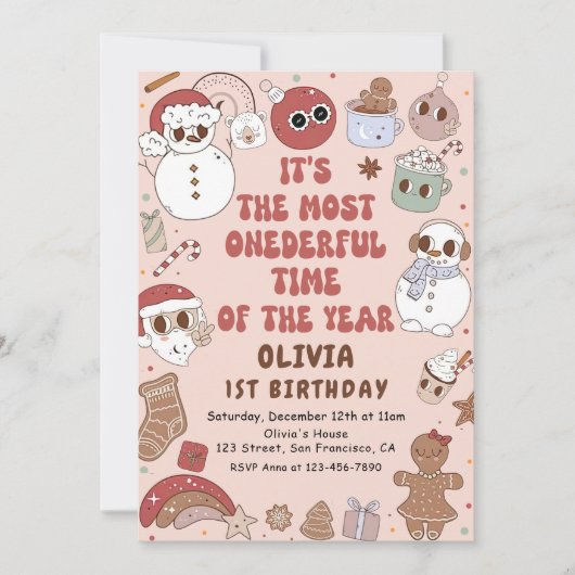 ヒッパイクリスマスサンタオンダーフルファースト誕生日 招待状 (正面)