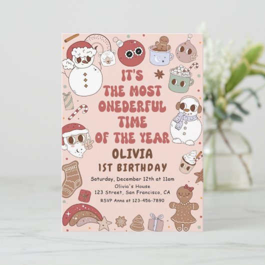 ヒッパイクリスマスサンタオンダーフルファースト誕生日 招待状 (スタンド正面)