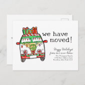 ヒッパイクリスマスヴァンホリデー引っ越しましたムービング 案内ポストカード (正面/裏面)
