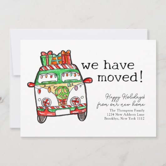 ヒッパイクリスマスヴァンホリデー引っ越しましたムービング 案内状 (正面)