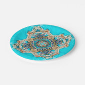 ヒッパイジプシーエスニックターコイズアクアブルーボヘミア ペーパープレート (アングル)