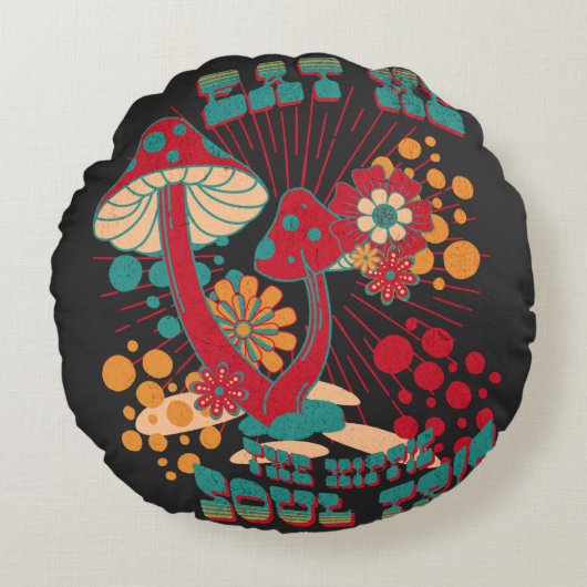 ヒッパイソウルトリップサマーヴィンテージキノコ ラウンドクッション (正面)