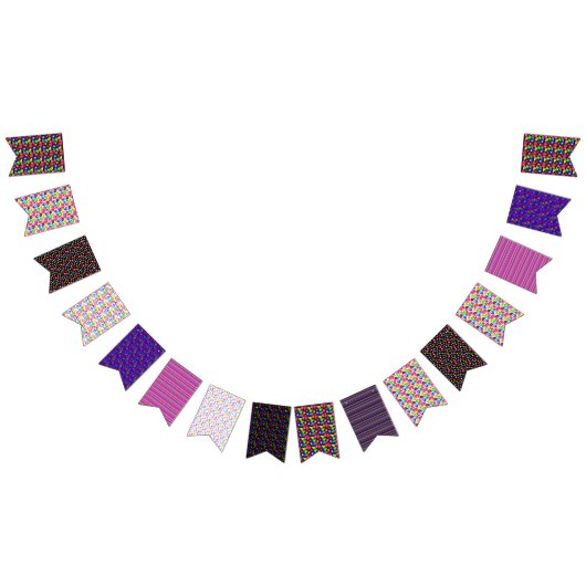 ヒッパイデイズピースサインとフラワーズボホスタイル バンティングフラッグ (全)