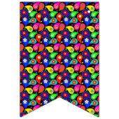 ヒッパイデイズピースサインとフラワーズボホスタイル バンティングフラッグ (第1の旗)